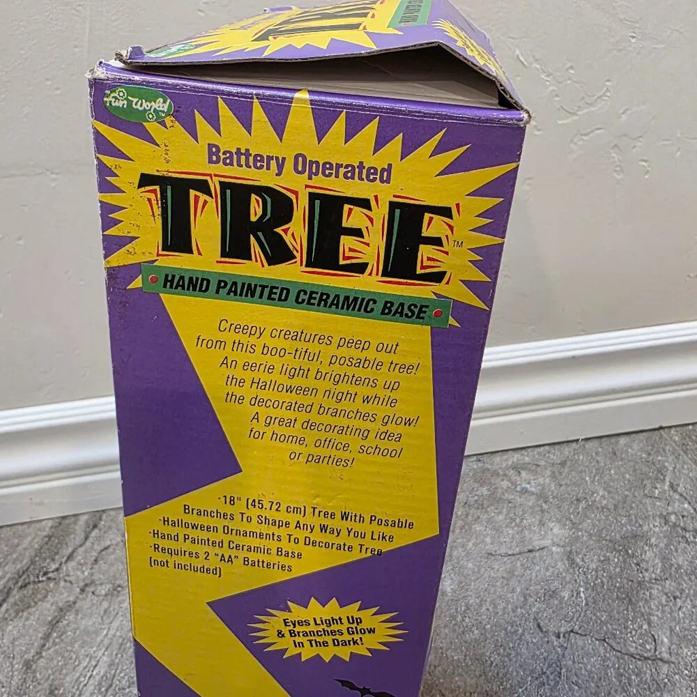 VTG Fun World Light Up Halloween Ceramic Haunted Tree Jack O’Lanterns Base